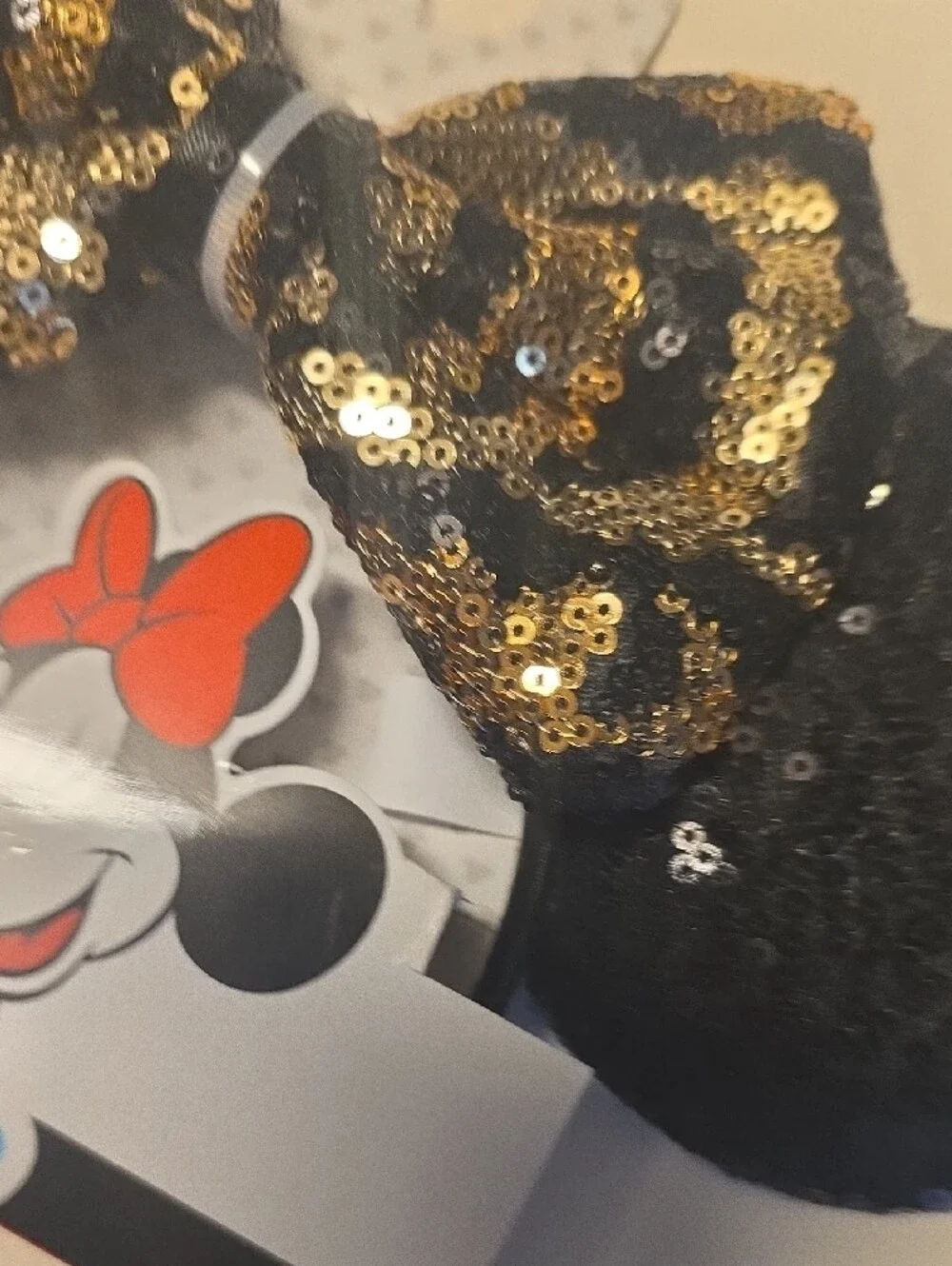 Disney Minnie Mouse Kids Sequin Ear Headband - Black & Gold